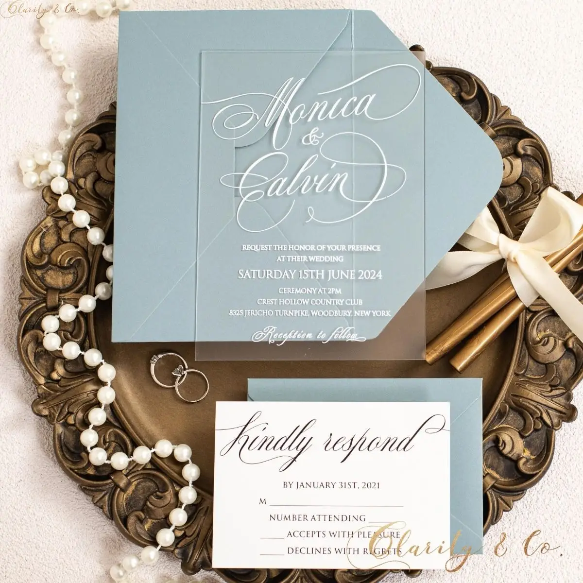Premium Acrylic Wedding Invitation Card | Custom Transparent Wedding Card - Image 2