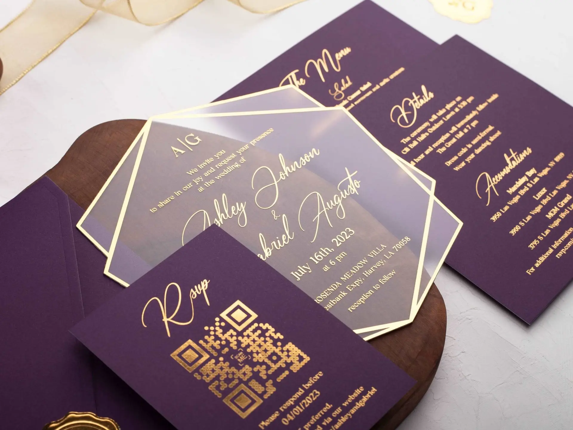 Premium Acrylic Wedding Invitation Card | Custom Transparent Wedding Card - Image 3
