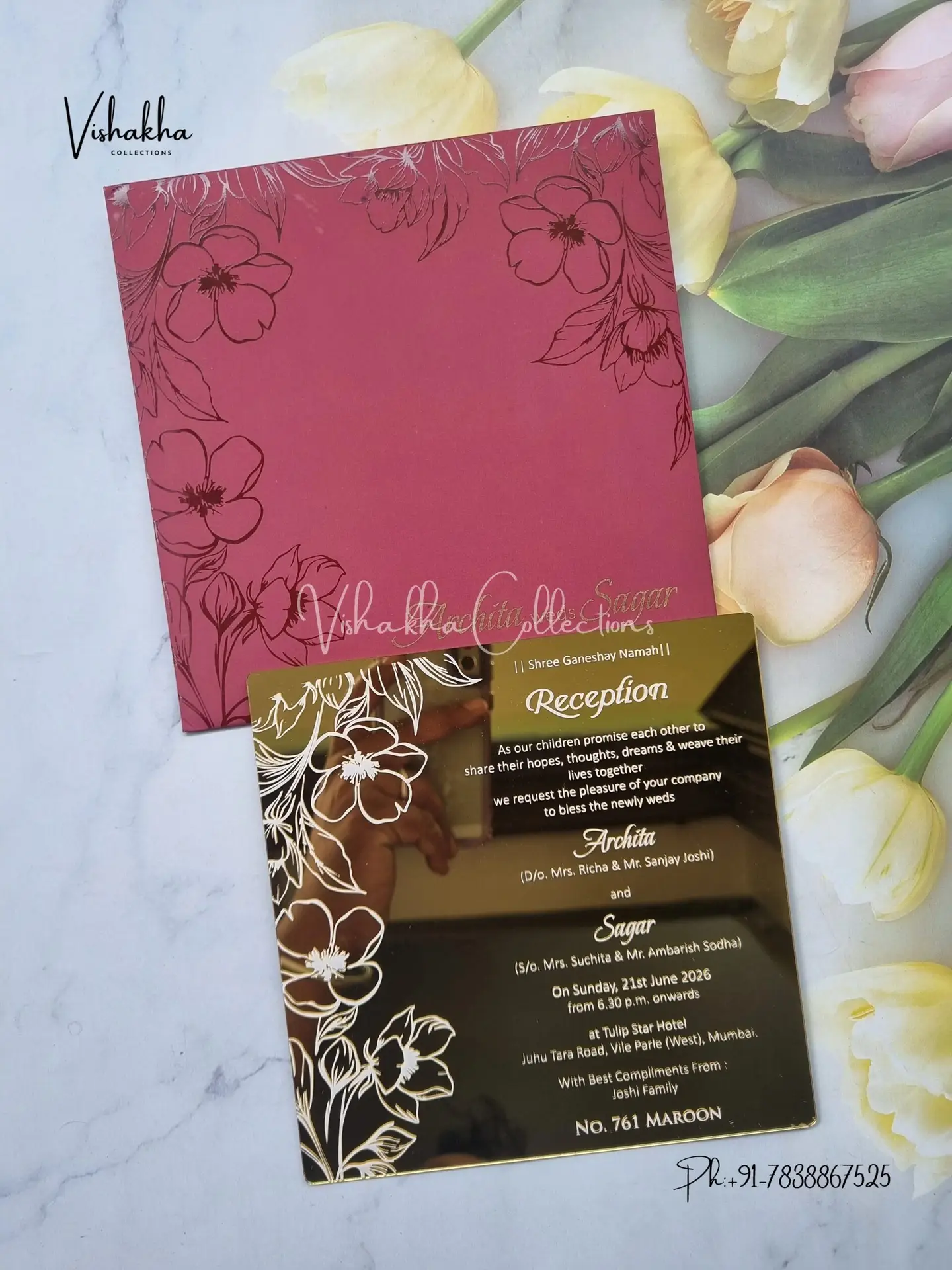 Premium Acrylic Wedding Invitation Card | Custom Transparent Wedding Card - Image 4
